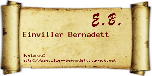 Einviller Bernadett névjegykártya